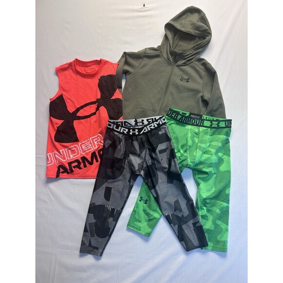 Under Armour Youth Medium Lot Of 4 Pieces Compression Leggings Shirt Hoodie - Picture 1 of 7